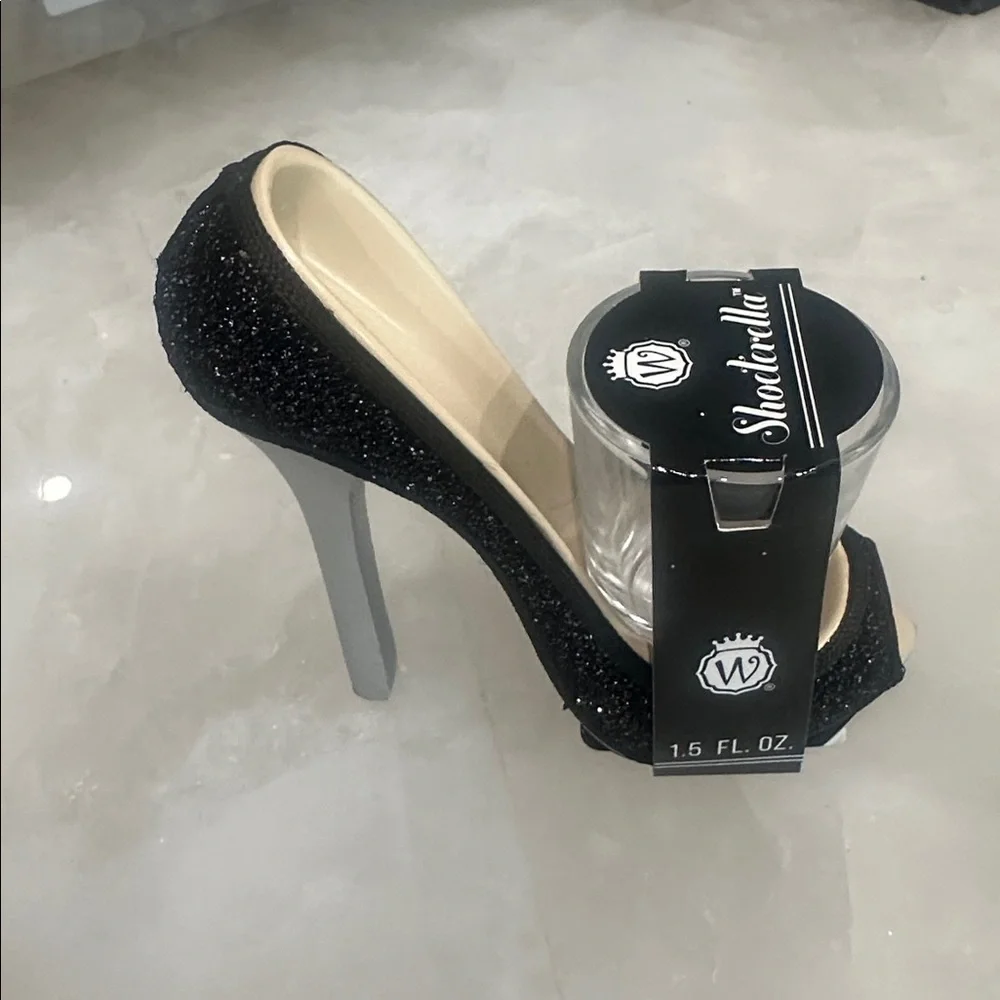 Brand New - Shot Glass - Black Glitter Women's Heels